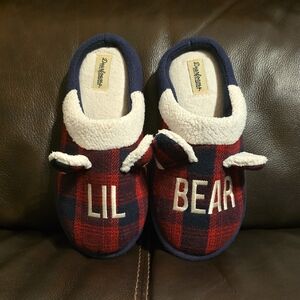 Lil Bear Dearfoams Plaid Slippers